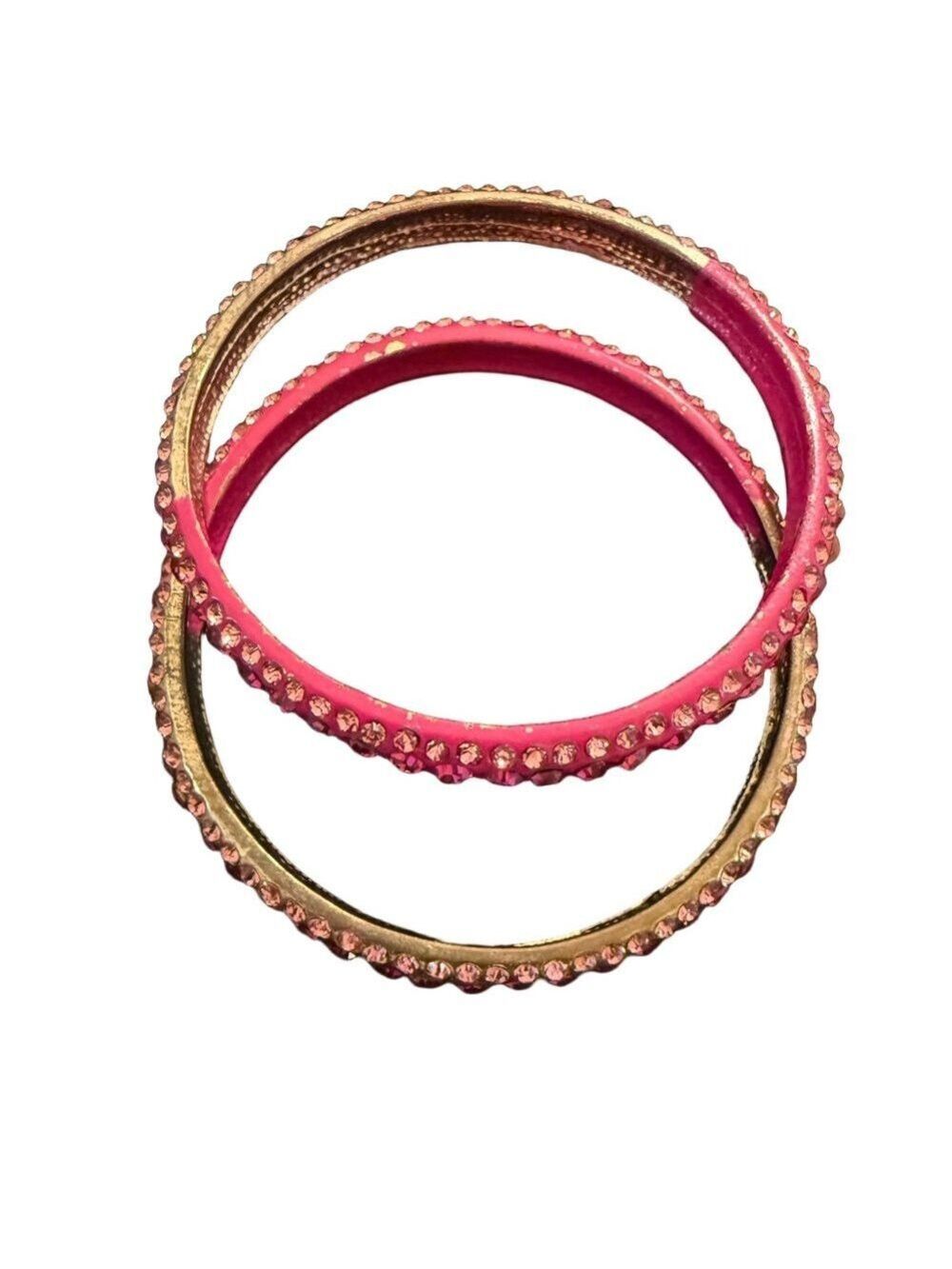 Chic Pink and Gold Crystal Bracelet Set